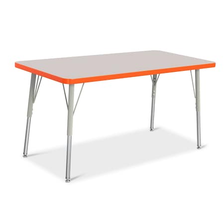 Jonti-Craft Berries Rectangle Activity Table, 24 in. x 48 in., A-height, Freckled Gray/Orange/Gray 6403JCA114